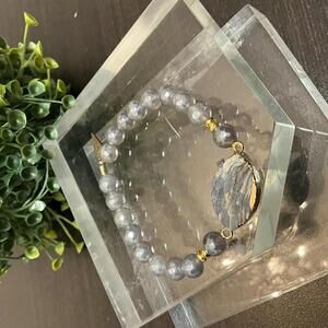 Erimish Moonstone Faceted Beads Druzy Bracelet